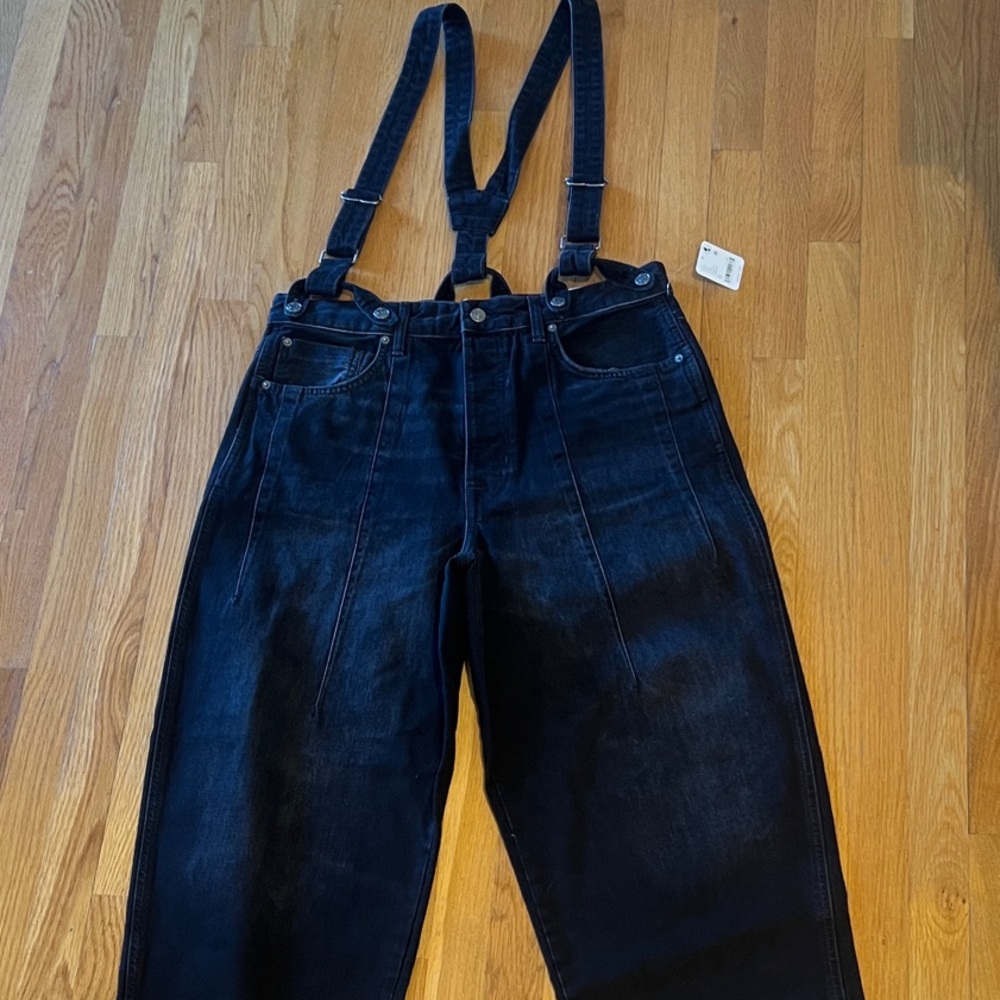 Suspender Relaxed Fit Denim Jeans